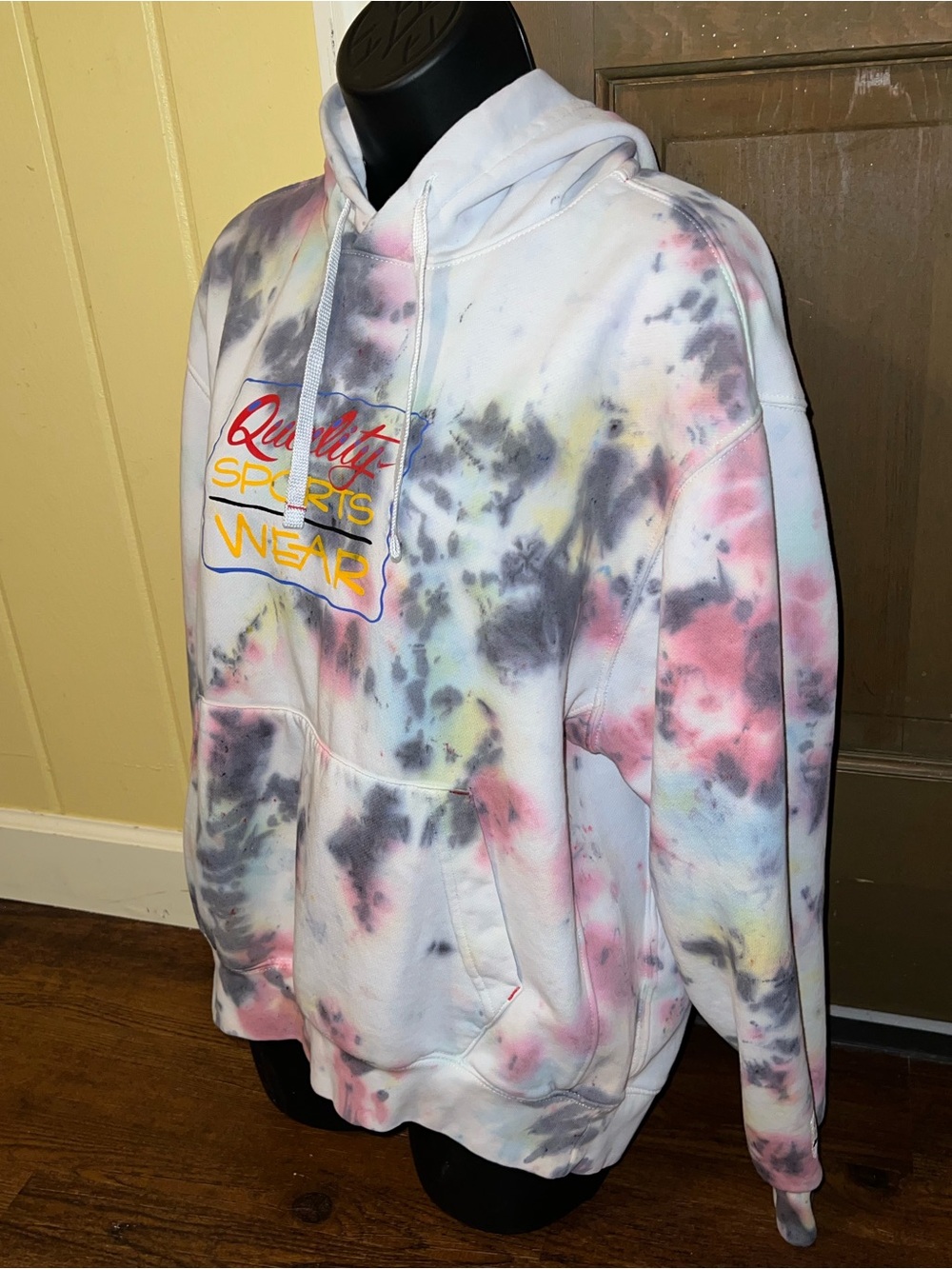 Nike Tie Dye Fleece Hoodie Retro Activewear 90’s White Colorful Graphic Size M - Picture 9 of 11